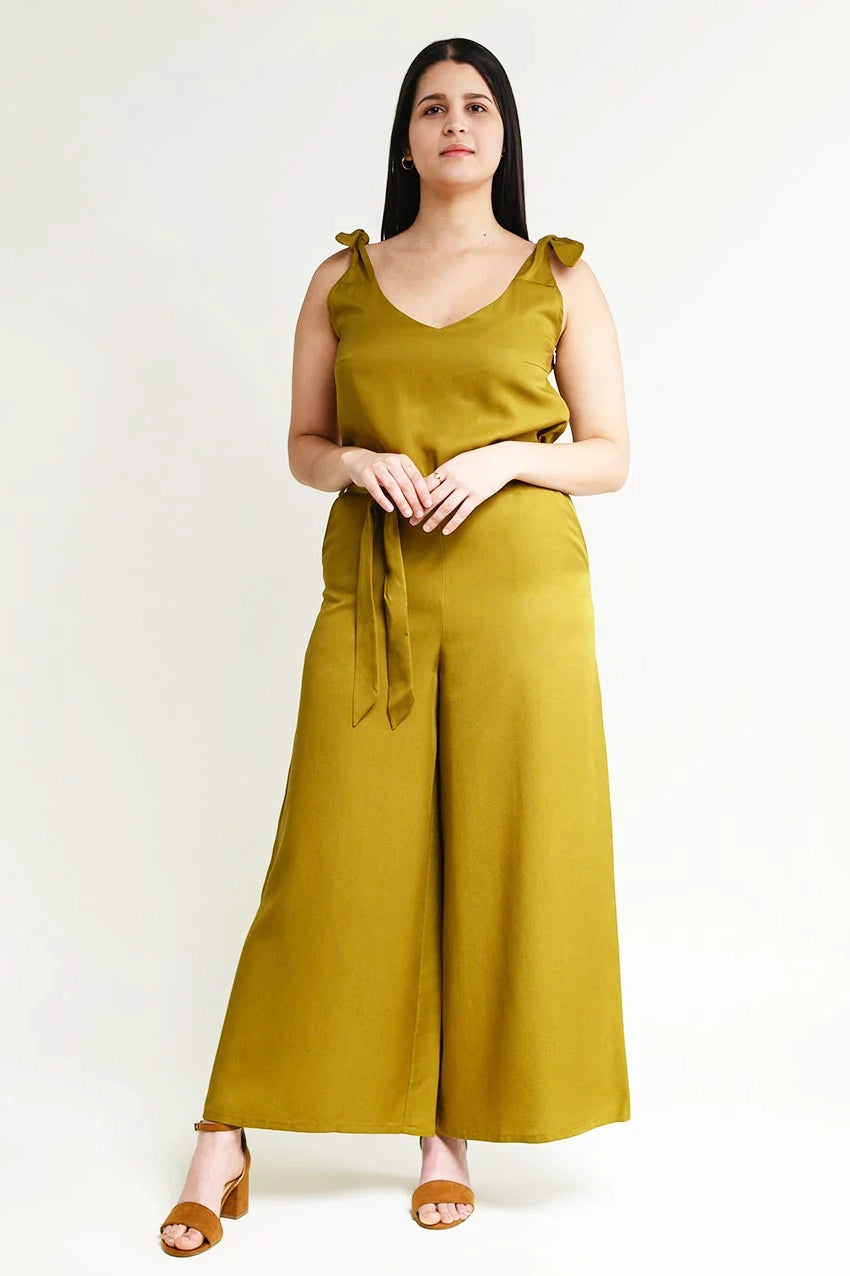 Jumpsuit FA-SAA in olive made of Tencel