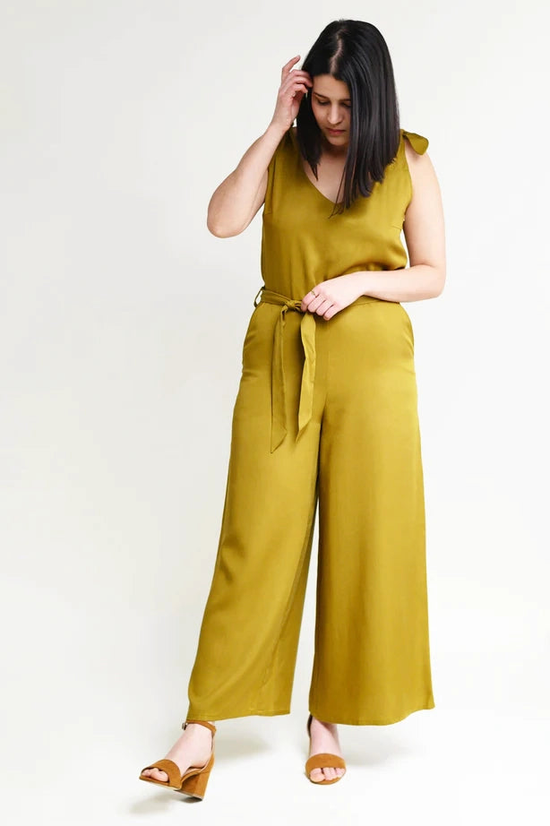Jumpsuit FA-SAA in olive made of Tencel