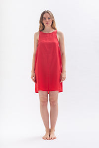 Knee-length "TULPINAA" dress in red made of Tencel