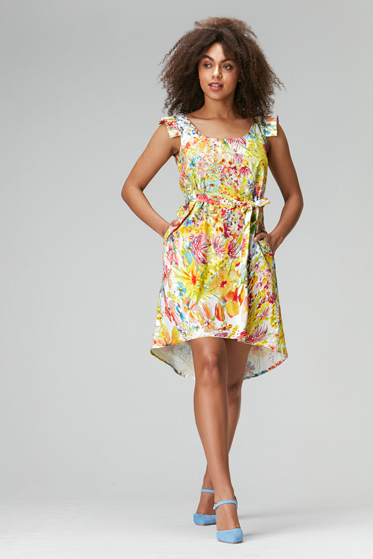 Floral dress "FOL-KKE" made of lyocell and cotton