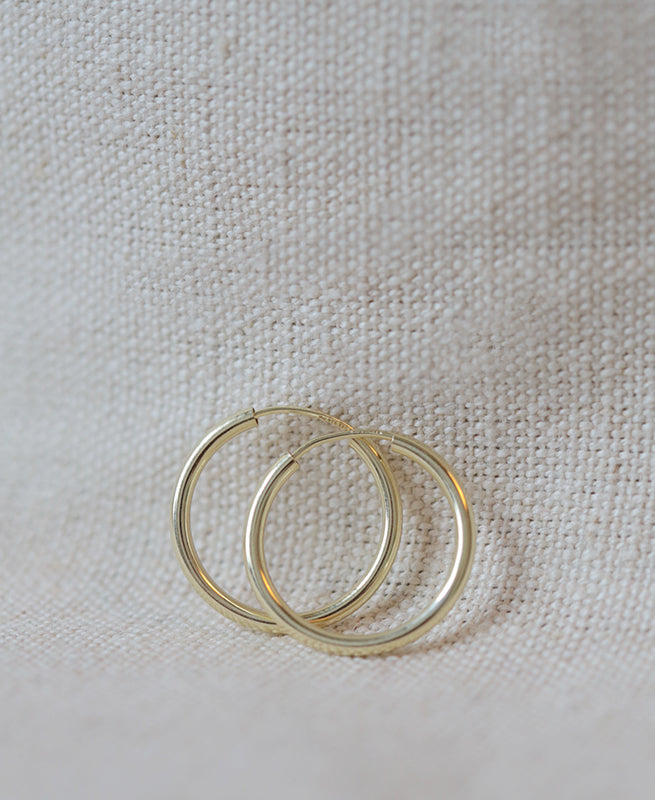Earrings - 925 silver gold-plated hoop earrings 17.5 mm
