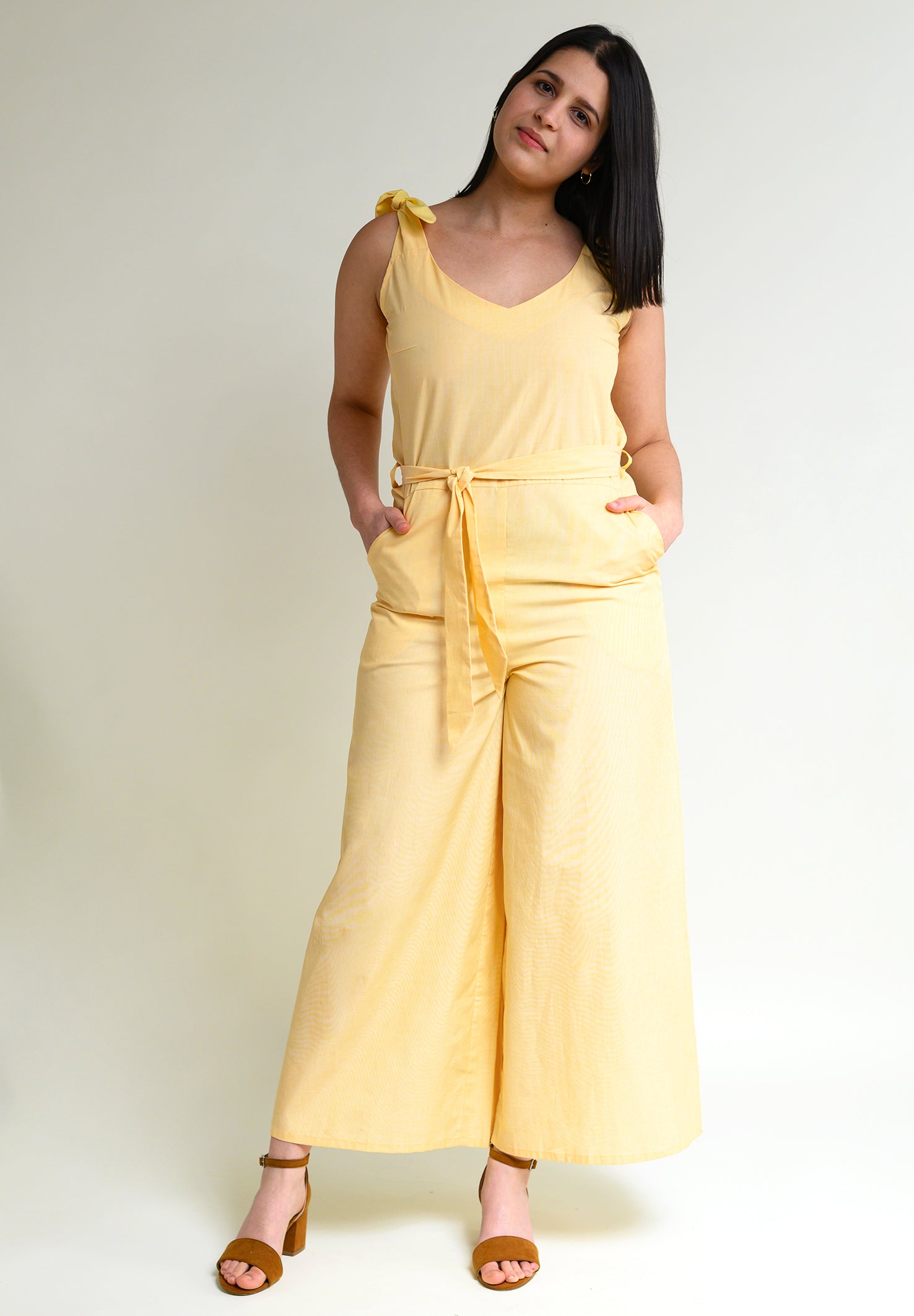 Jumpsuit FA-SAA in light yellow made from 100% organic cotton