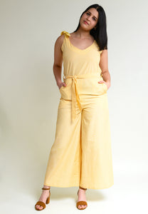 Jumpsuit FA-SAA in light yellow made from 100% organic cotton