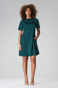 Grünes Tencel Midikleid mit Ärmeln