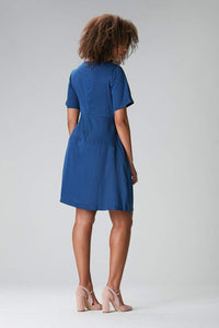 Summer dress with sleeves "Loo-Laa" in blue made of Tencel