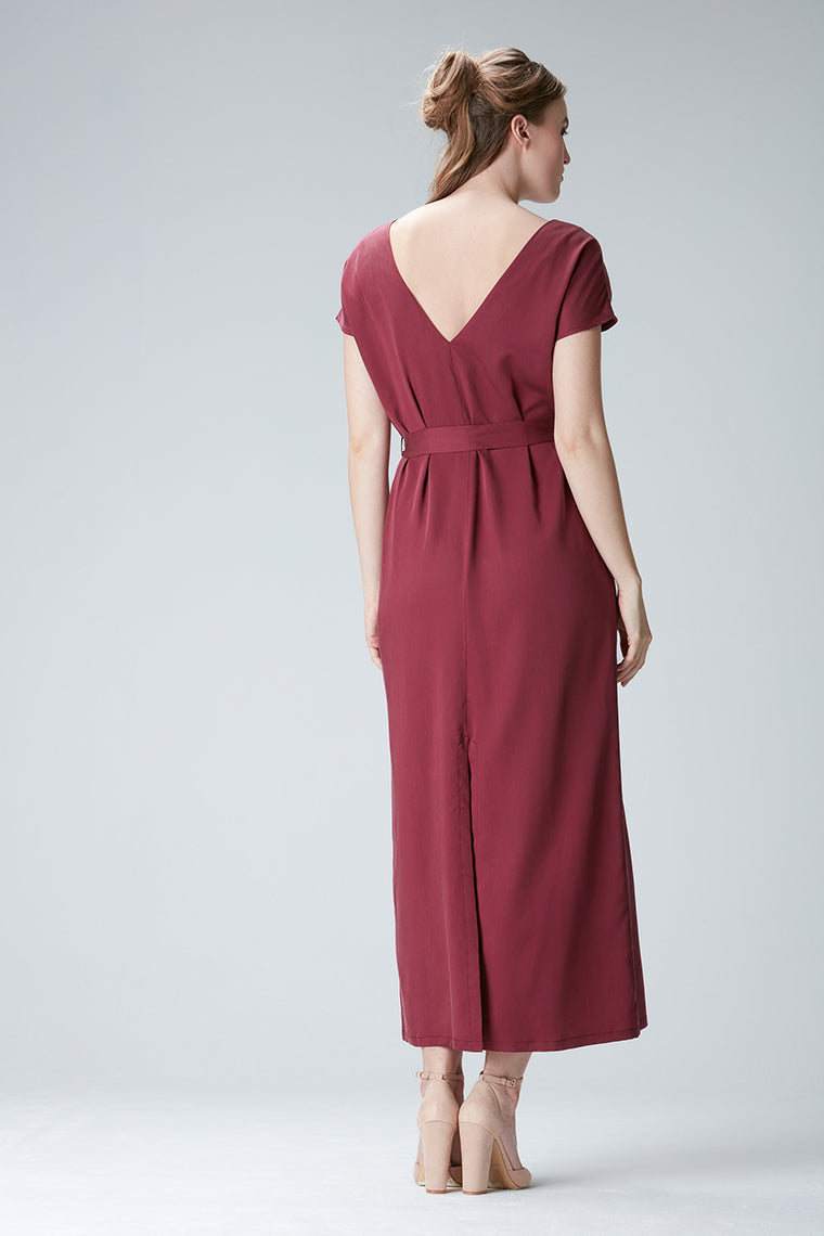 Maxi dress "STEL-LAA" in Bordeaux made of Tencel 