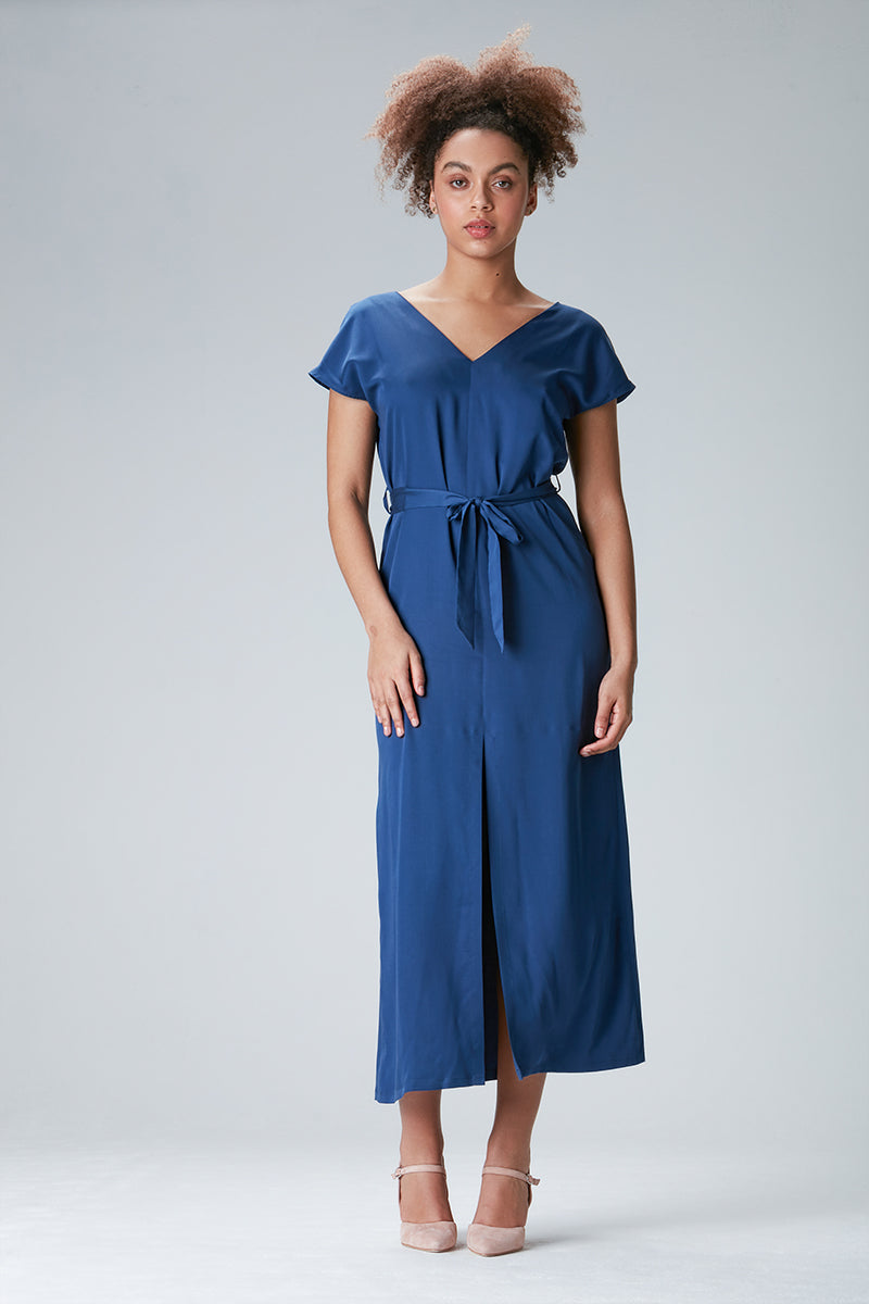 Maxi dress "STEL-LAA" in blue made of Tencel