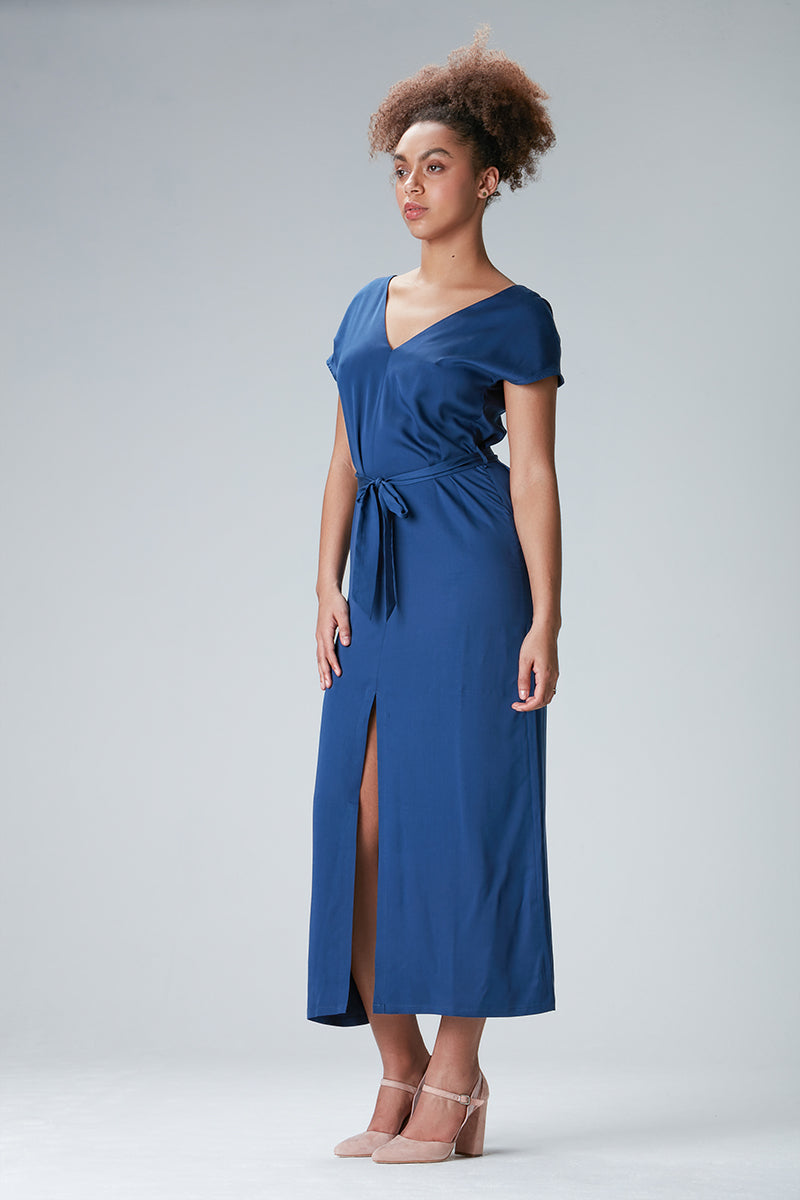 Maxi dress "STEL-LAA" in blue made of Tencel