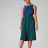 Midi-langes blaues und grünes Tencel Kleid