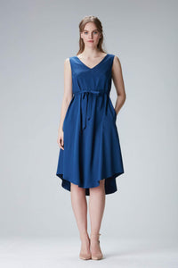 Blaues Tencel Midikleid für Damen