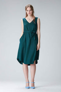 Grünes Tencel Midikleid für Damen