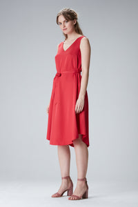 Midi dress “LAU-RAA” in red made of Tencel