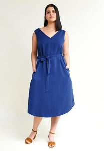 Midi dress “LAU-RAA” in blue made of Tencel