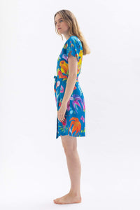 Wrap dress "GII-SA" made of lyocell and cotton with a floral pattern 