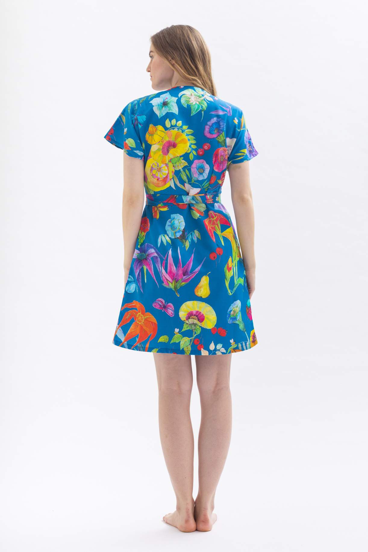 Wrap dress "GII-SA" made of lyocell and cotton with a floral pattern 