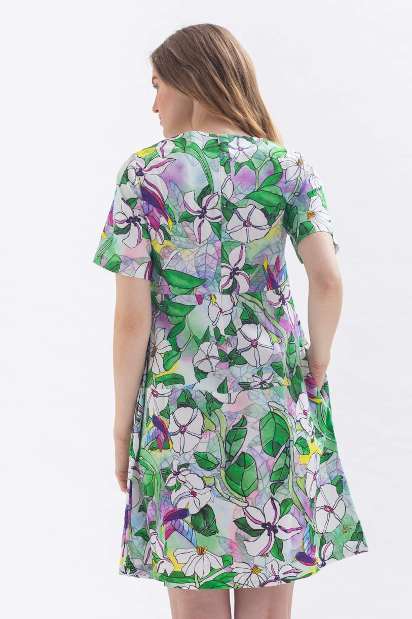 Floral dress "ELVI-RAA" made of cotton and lyocell