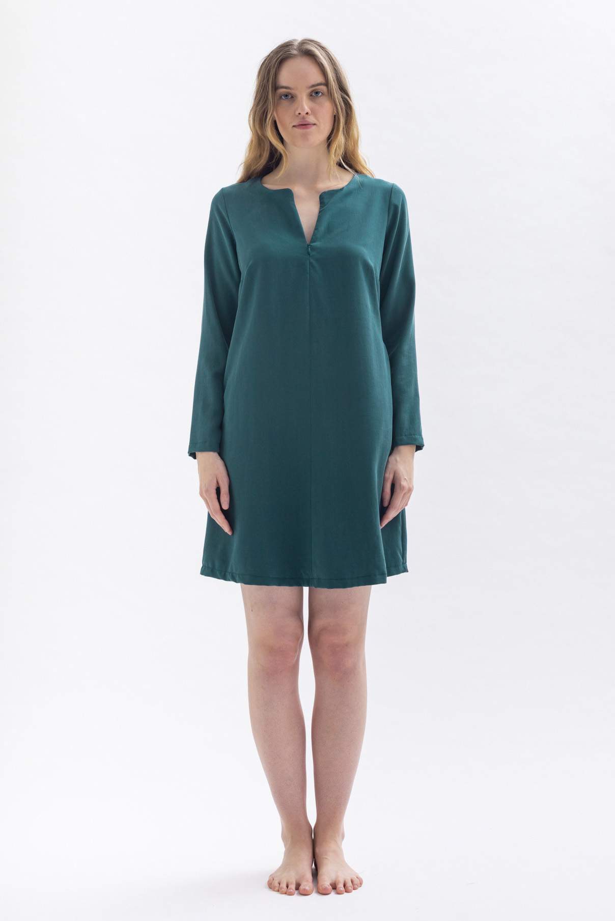 A-line dress "GREE-TA" in green made of Tencel