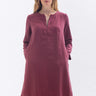 A-Linien rotes Tencel Midikleid mit Ärmeln