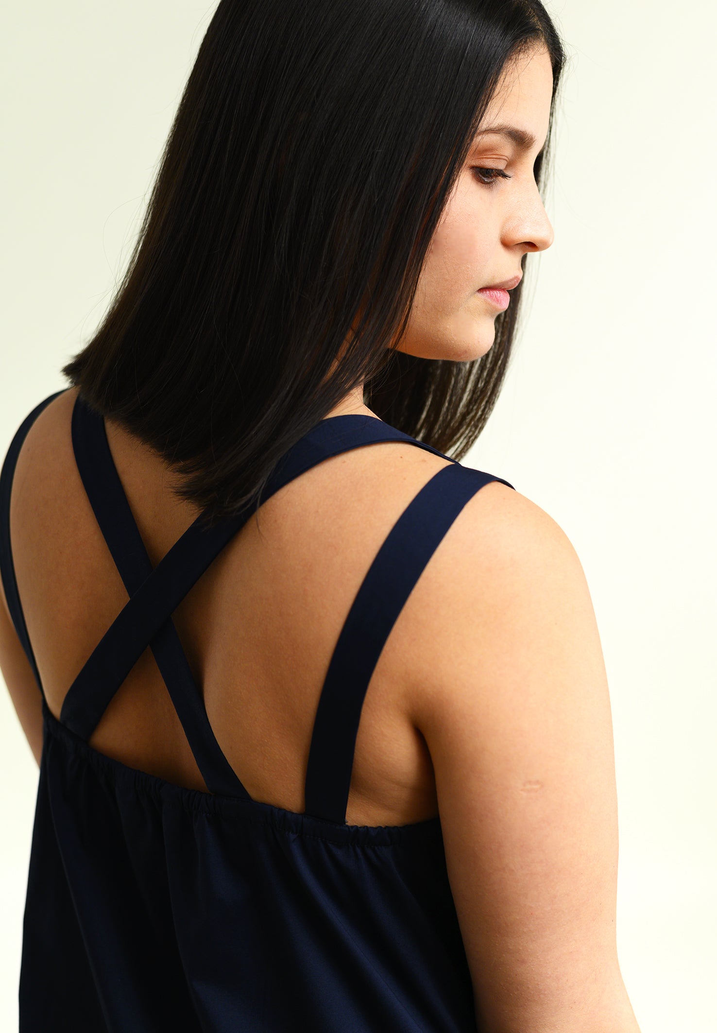 O-TERRE maxi dress in dark blue made of organic cotton