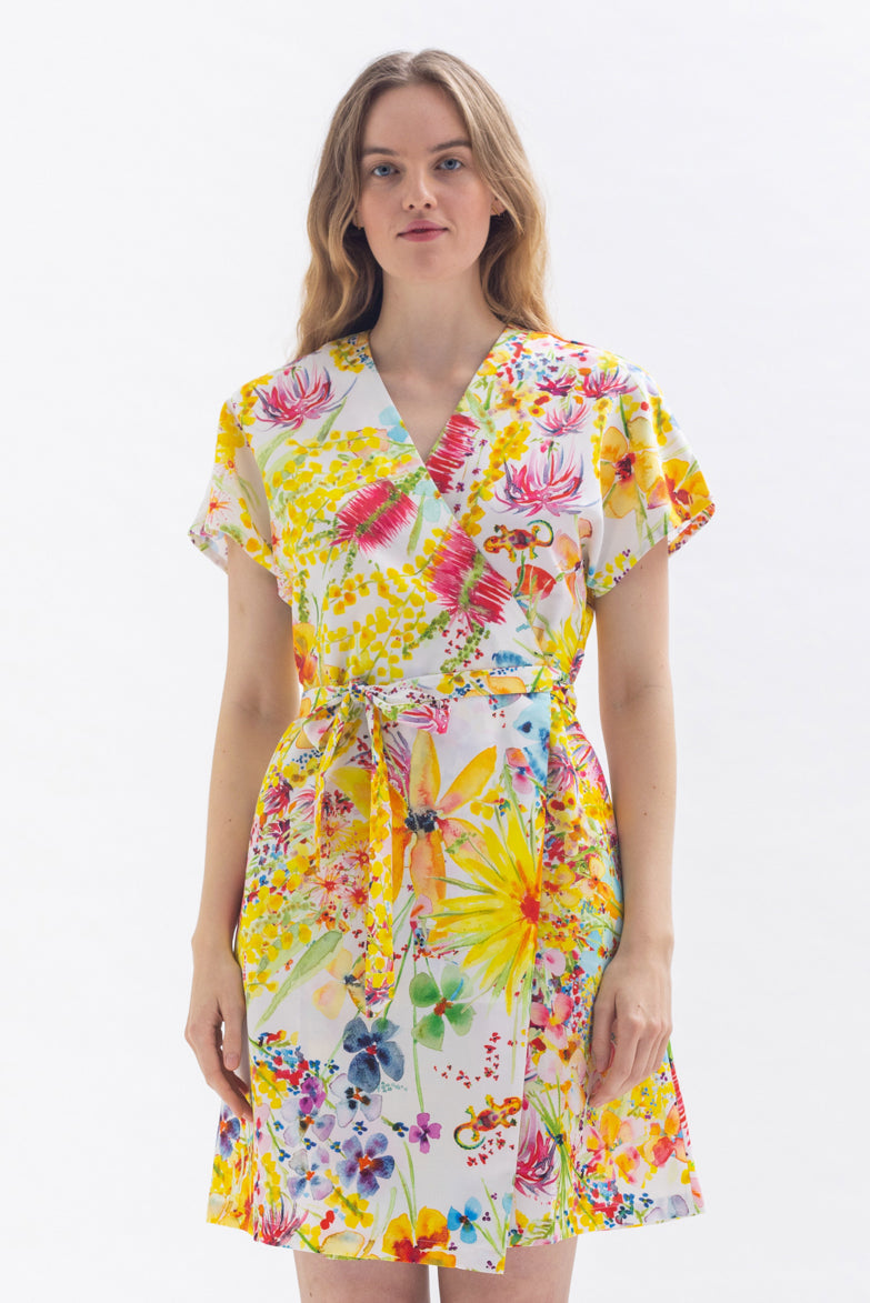 Wrap dress "DON-NNA" made of lyocell and cotton with a floral pattern