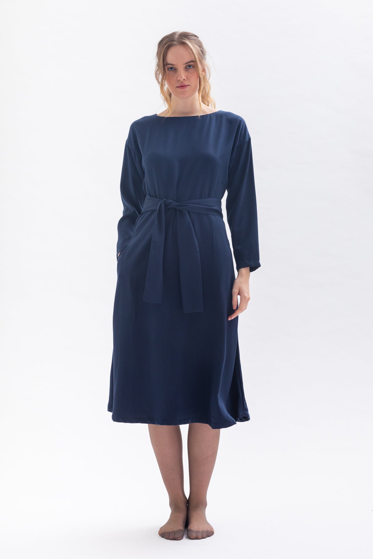 Midi dress "FRAN-CESS" in blue made of Tencel