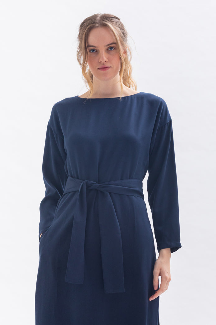 Midi dress "FRAN-CESS" in blue made of Tencel