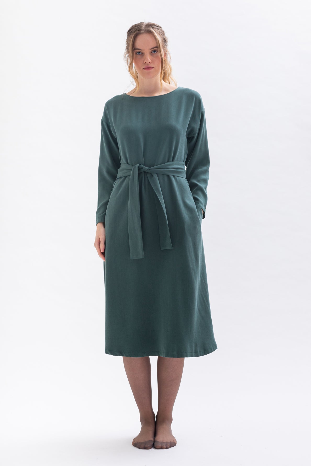 Midi dress "FRAN-CESS" in green made of Tencel