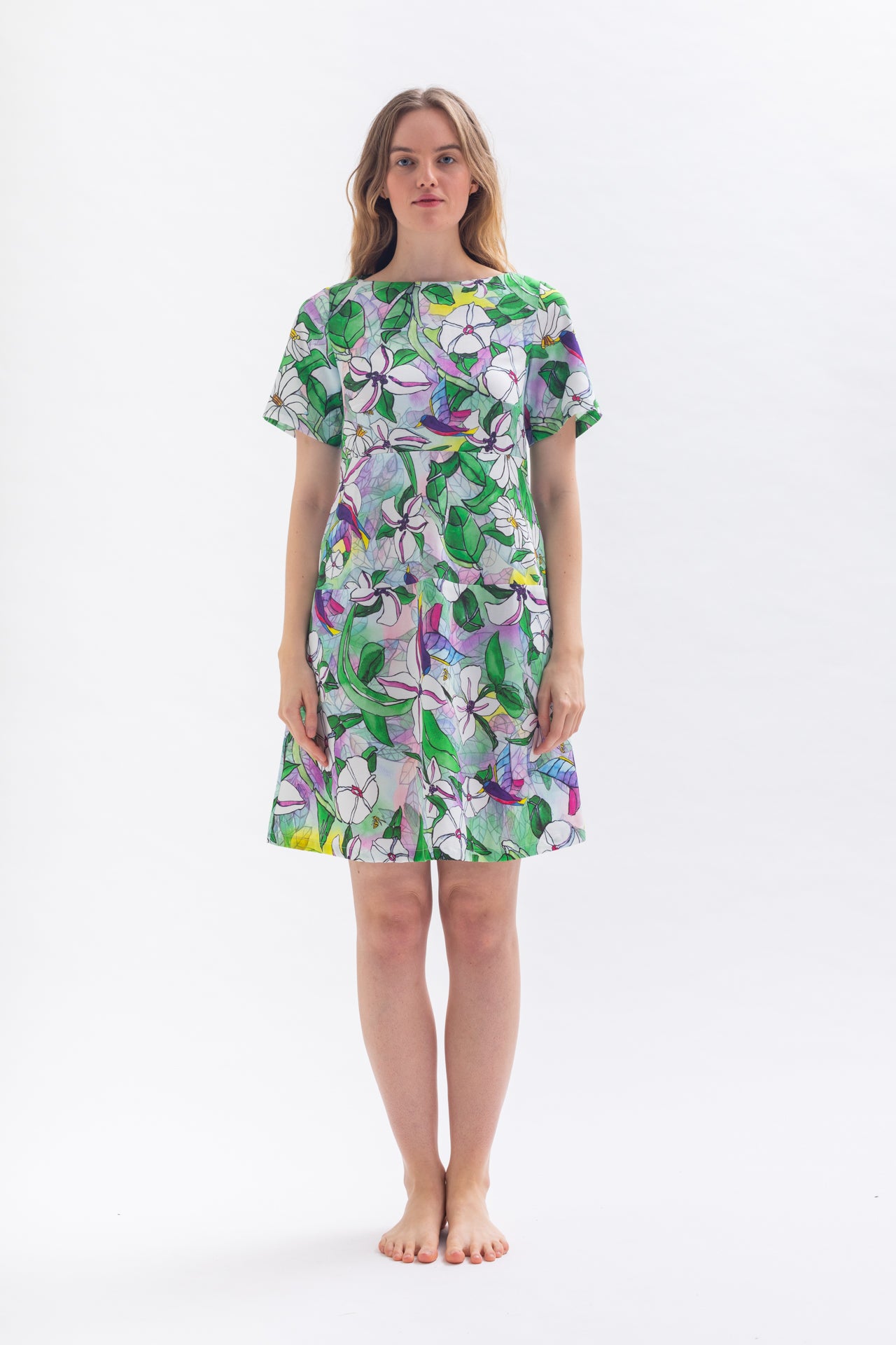 Floral dress "ELVI-RAA" made of cotton and lyocell