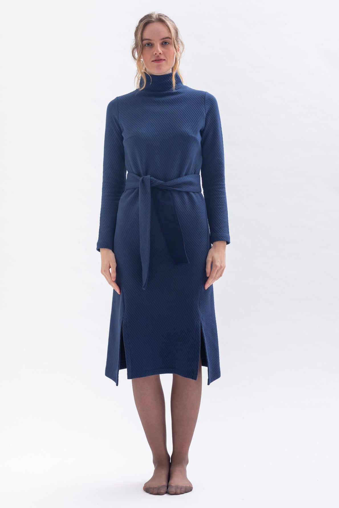 Midi dress made of sweat with stand-up collar "SAA-RAA"