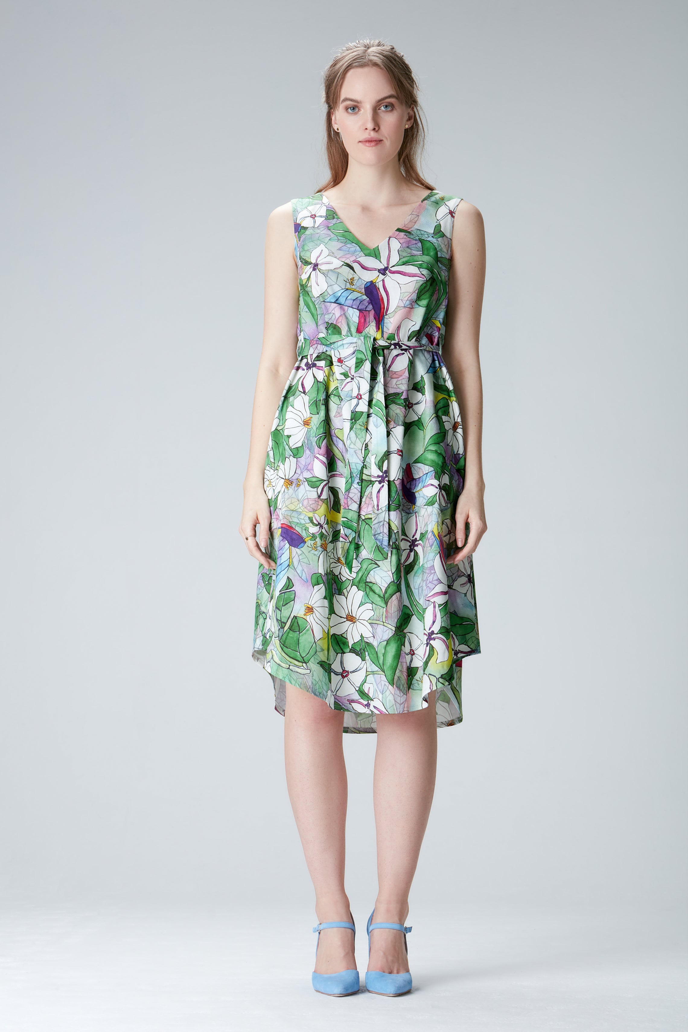 Floral dress "LOT-TAA" made of lyocell and cotton
