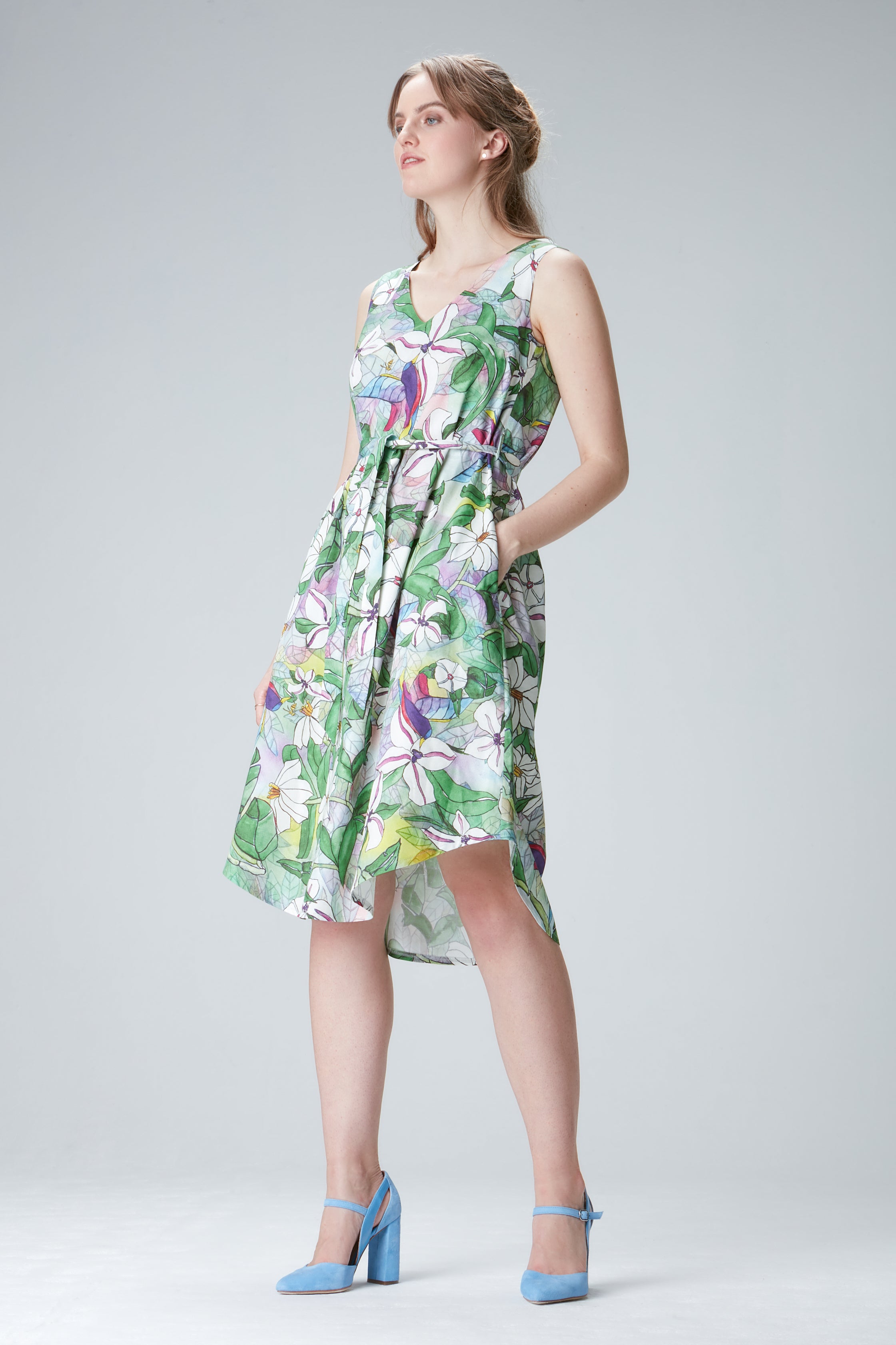 Floral dress "LOT-TAA" made of lyocell and cotton