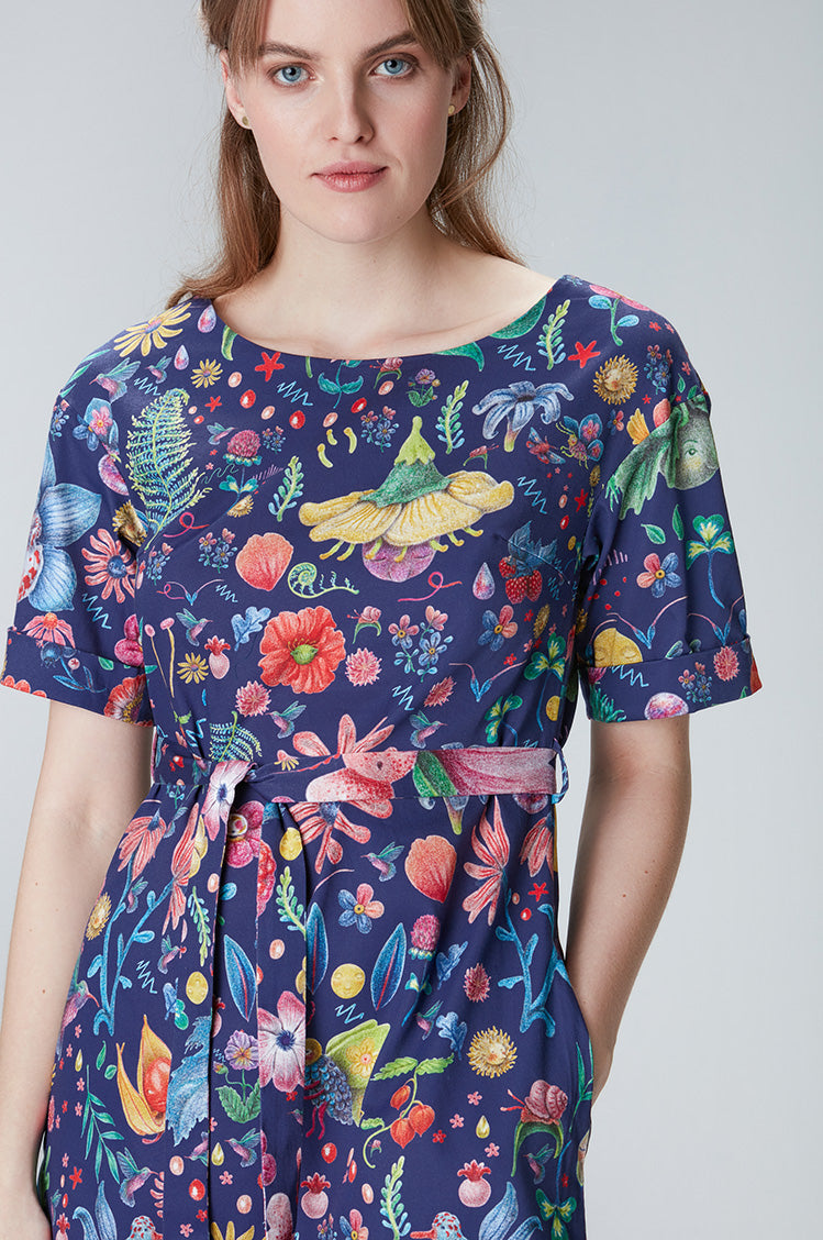 Floral dress "EES-THER" made of cotton and lyocell