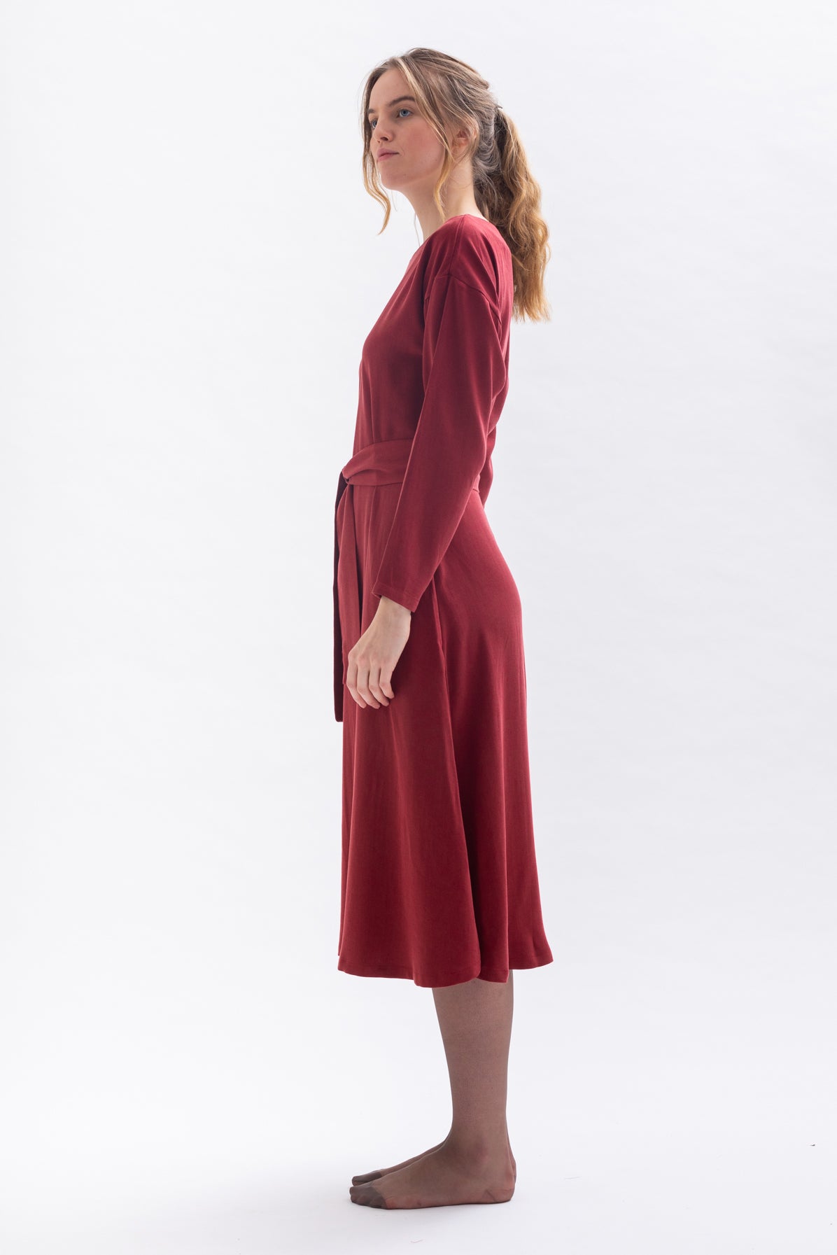 Midi dress "FRAN-CESS" in merlot red made of Tencel