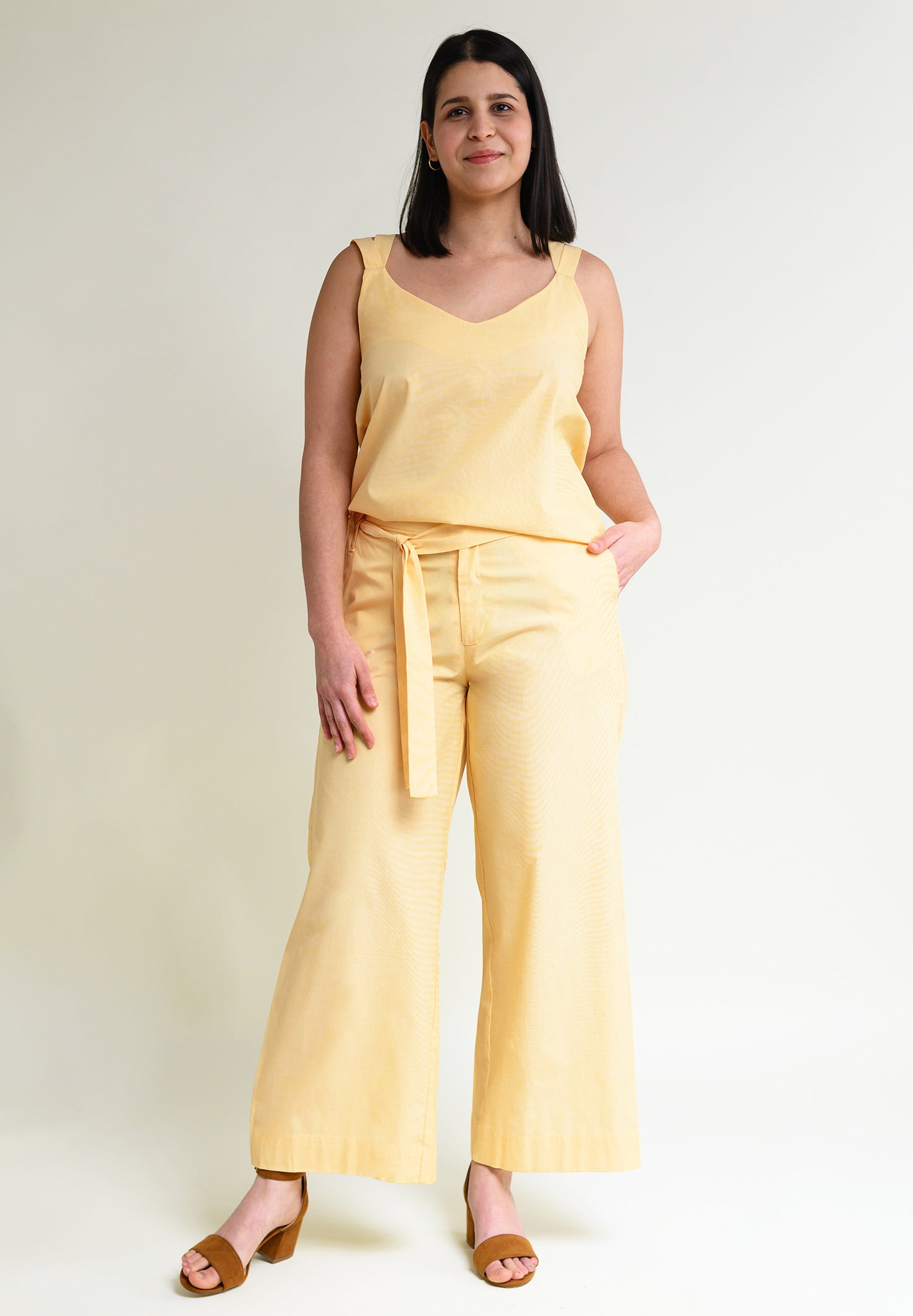 Culottes TERNAA in light yellow made from 100% organic cotton